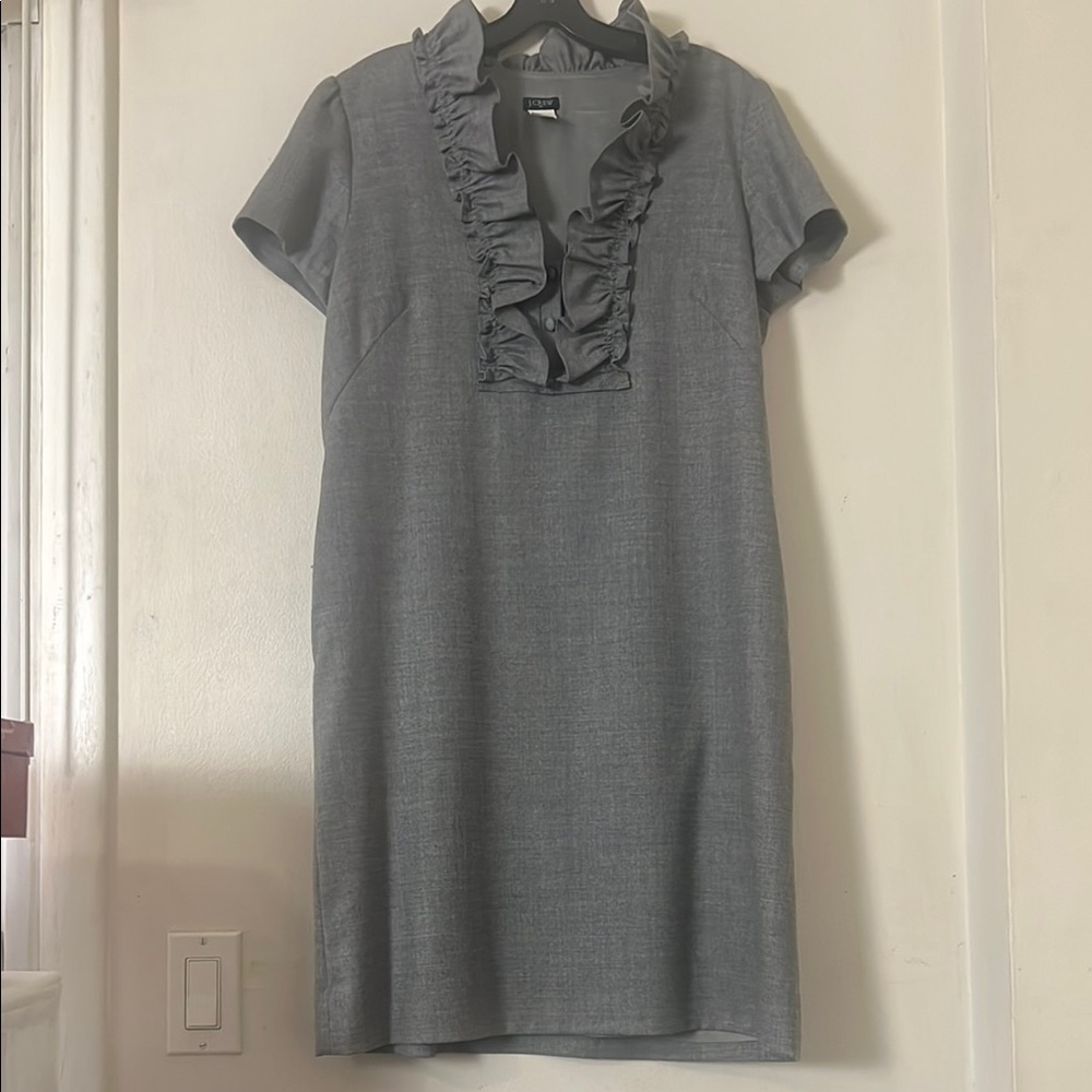 J. Crew Gray Ruffled Sheath Mini Dress